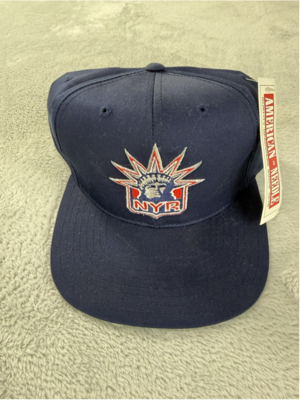 Vintage American Needle 90s New York Rangers Blue Snapback Hat NWT